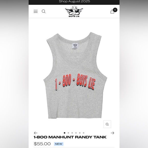 NWT Boys Lie August 2025 1-800 Manhunt Randy Tank - Picture 3 of 7